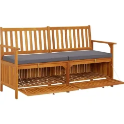 vidaXL - Bank - Grijs - Hout - 148 x 62 x 84 cm