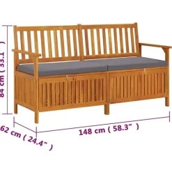 vidaXL - Bank - Grijs - Hout - 148 x 62 x 84 cm