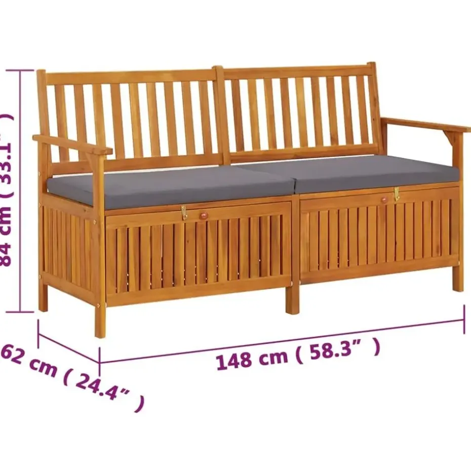 vidaXL - Bank - Grijs - Hout - 148 x 62 x 84 cm