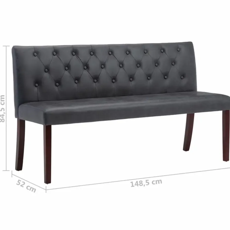 vidaXL - Bank - Grijs - Suède - 148.5 cm