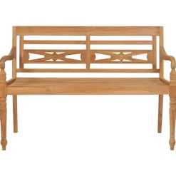 vidaXL - Bank Batavia met grijs kussen - Teakhout - 120x51.5x84 cm