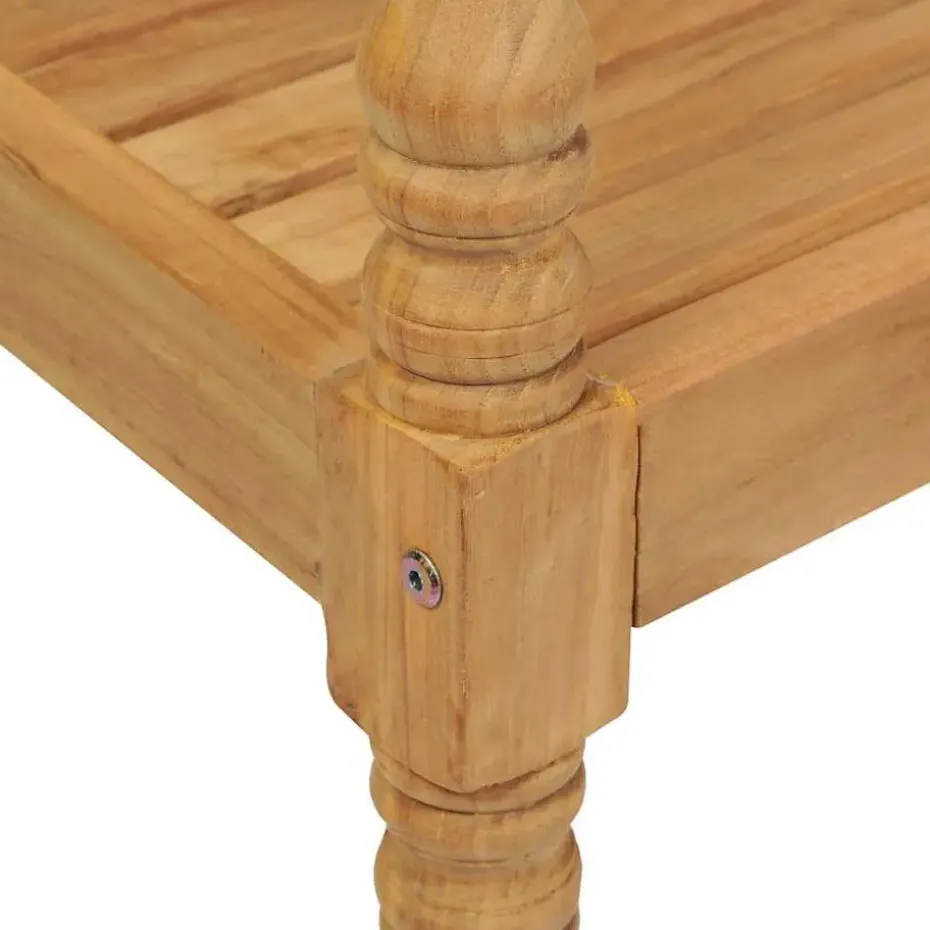 vidaXL - Bank Batavia met grijs kussen - Teakhout - 120x51.5x84 cm