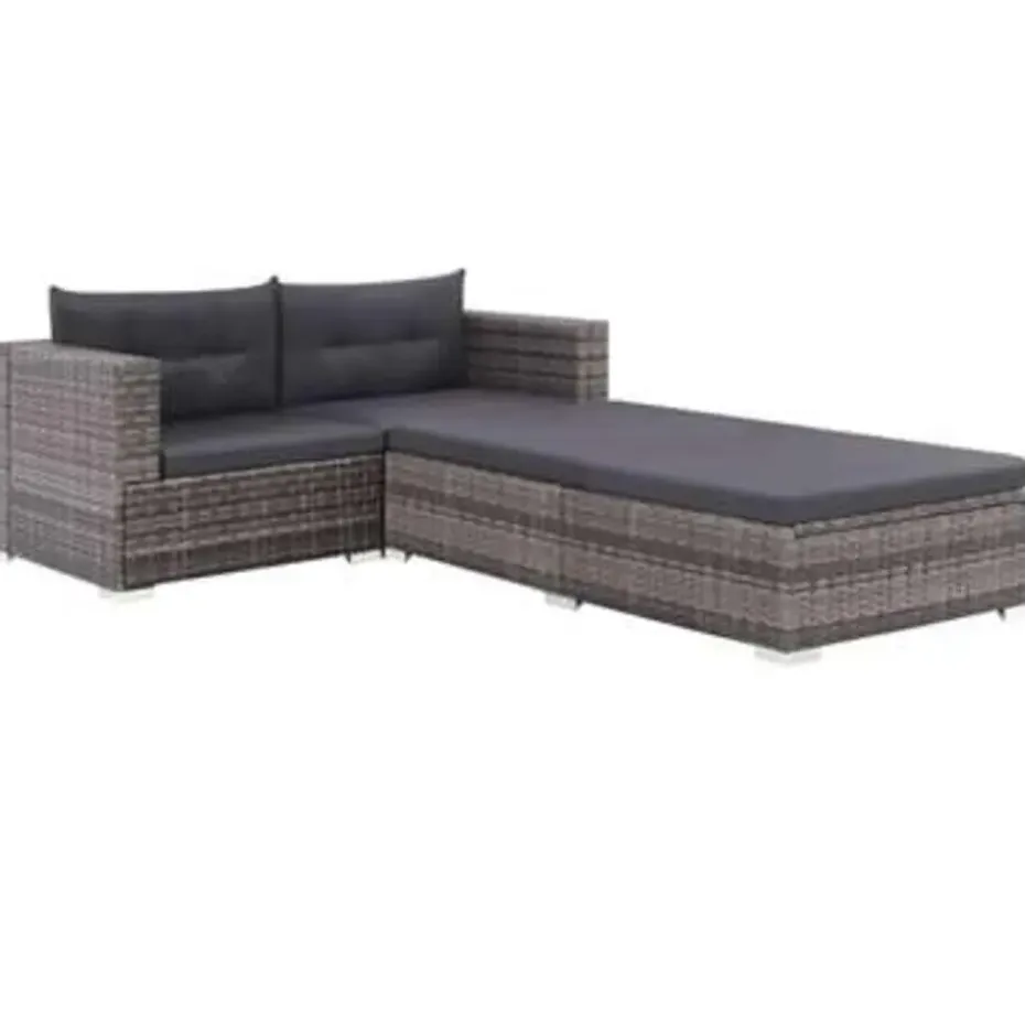 vidaXL - Bankset - Grijs - Poly rattan