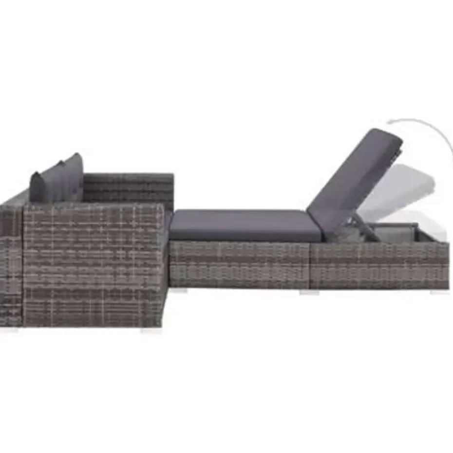 vidaXL - Bankset - Grijs - Poly rattan