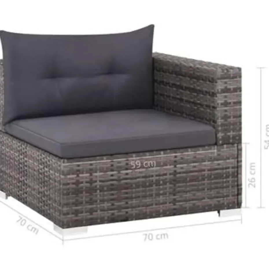 vidaXL - Bankset - Grijs - Poly rattan