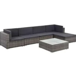 vidaXL - Bankset - Grijs - Poly rattan