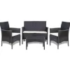 vidaXL - Bankset - Zwart - Poly rattan