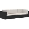vidaXL - Bankset - Zwart - Poly rattan
