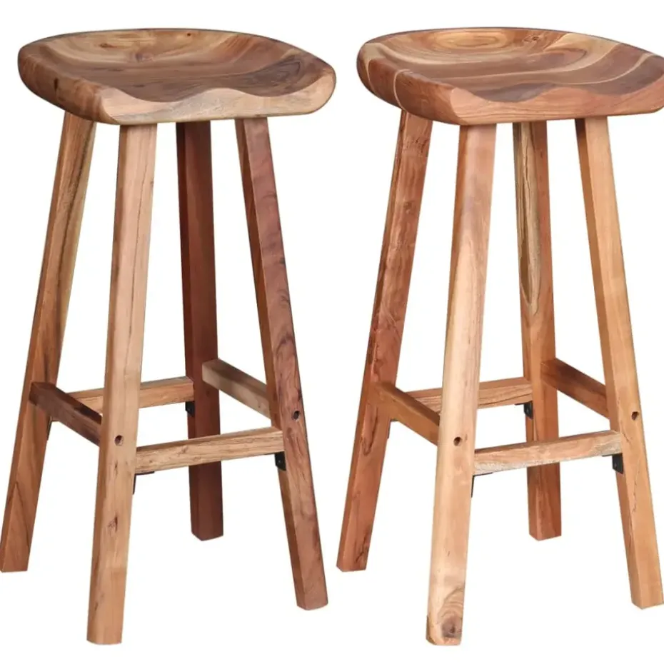 vidaXL - Barkruk - Bruin - Hout - 2 stuks