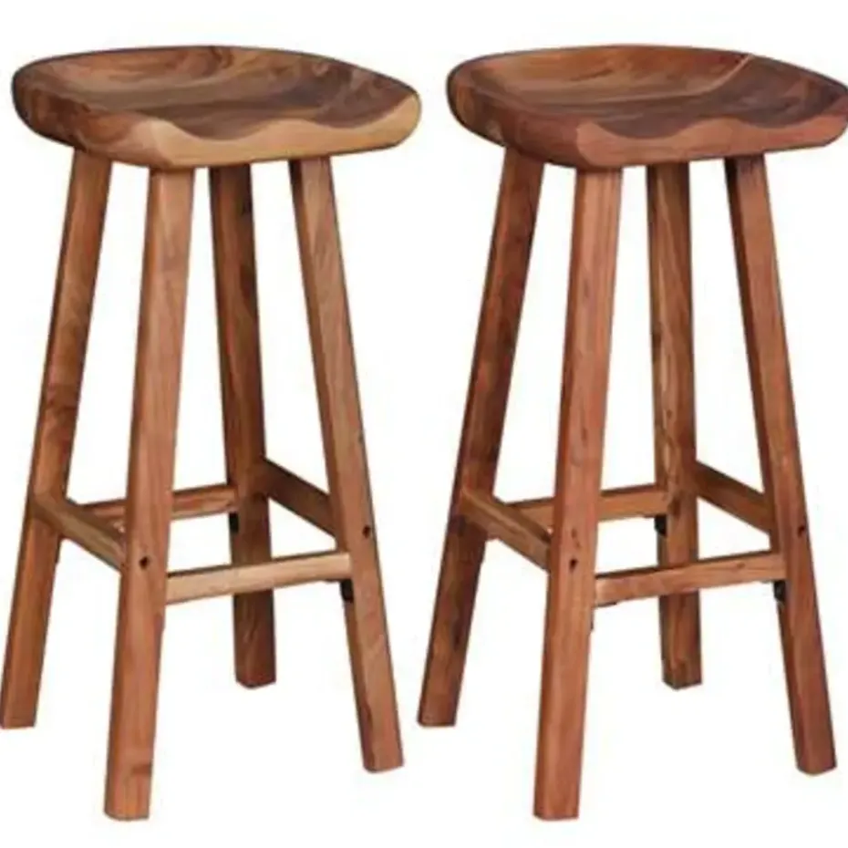 vidaXL - Barkruk - Bruin - Hout - 2 stuks