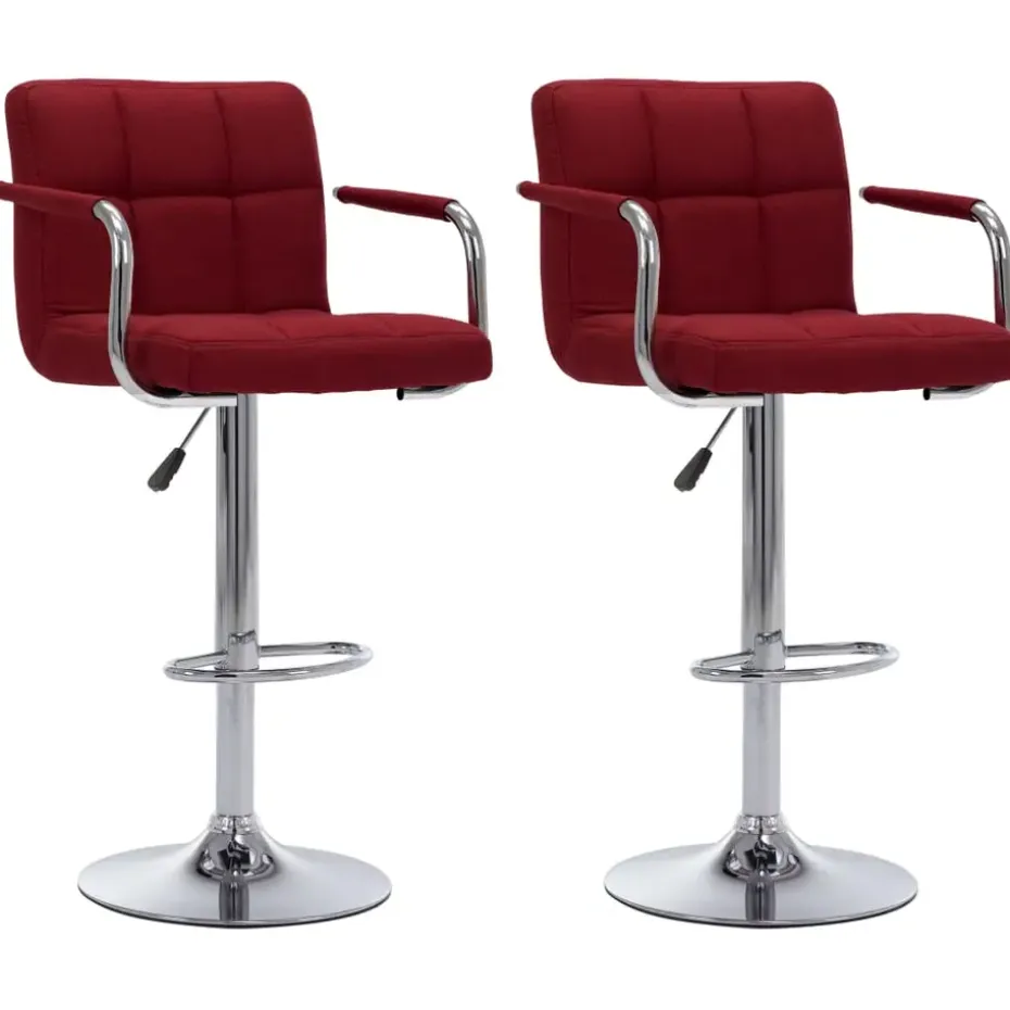 vidaXL - Barstoel - Rood - Stof - 2 stuks