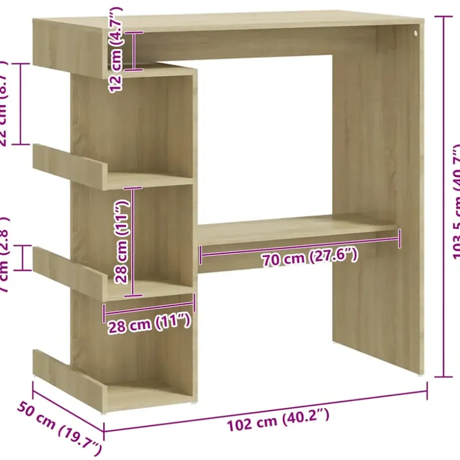 vidaXL - Bartafel - Bruin - Bewerkt hout