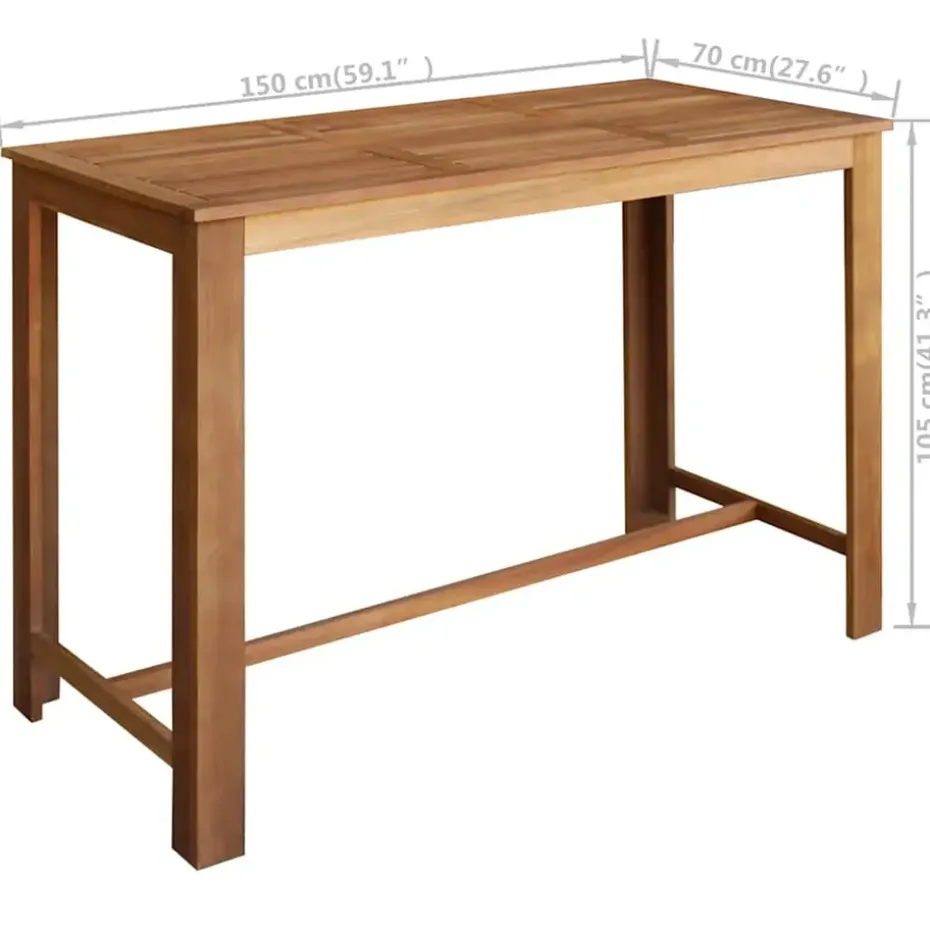 vidaXL - Bartafel - Bruin - Hout - 150 x 70 x 105 cm
