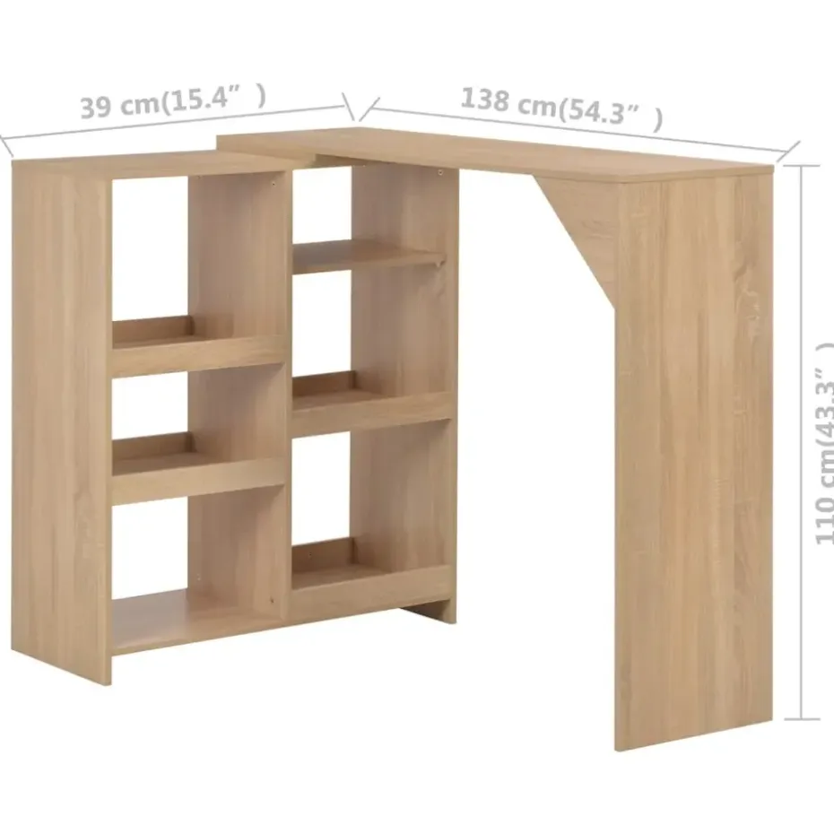 vidaXL - Bartafel - Bruin - Bewerkt hout