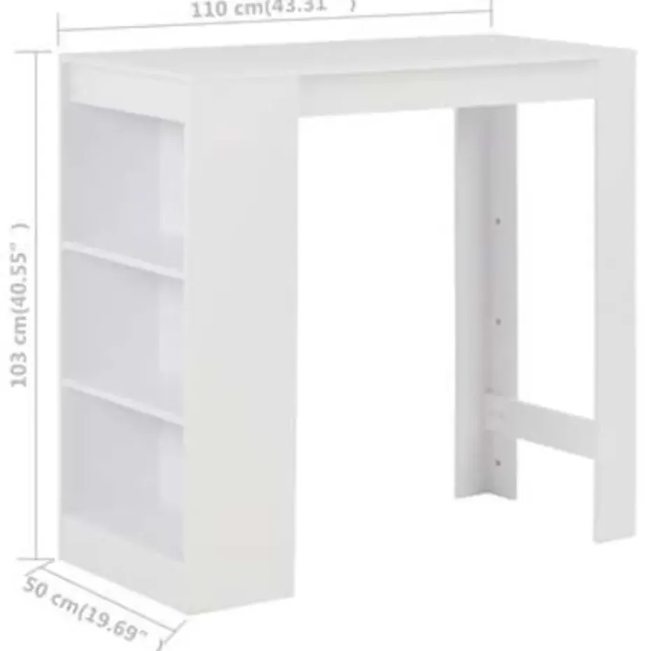 vidaXL - Bartafel - Wit - Bewerkt hout
