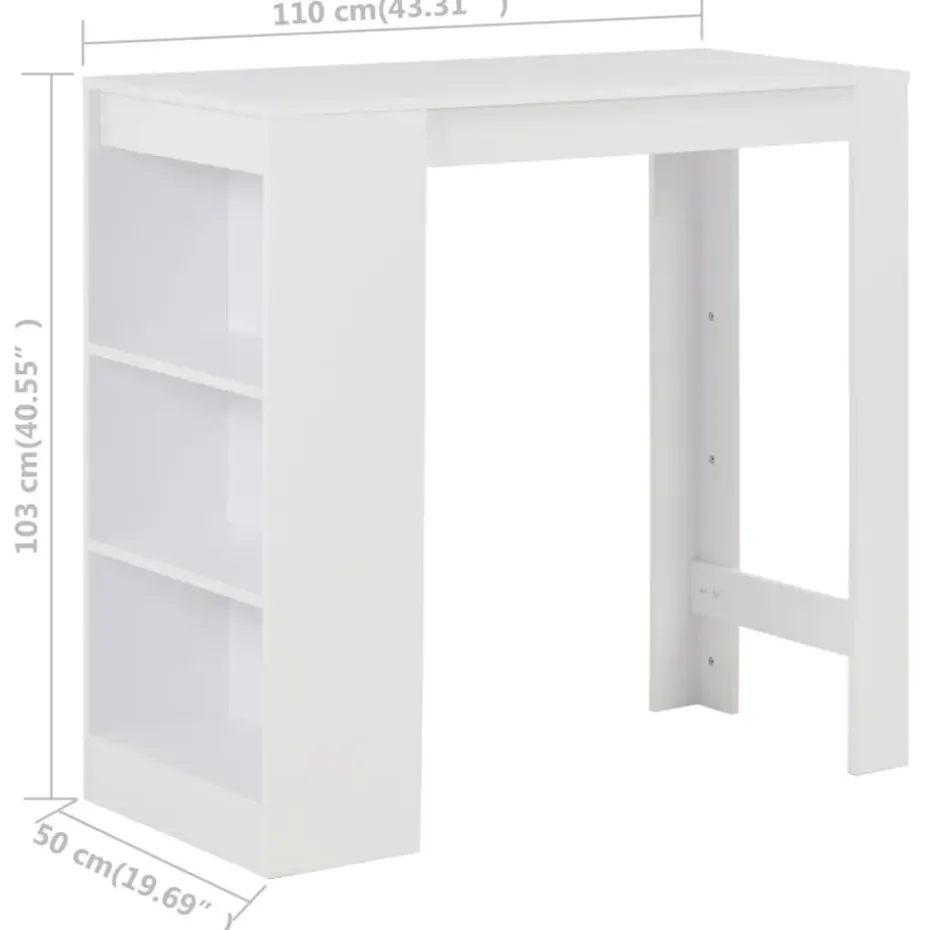 vidaXL - Bartafel - Wit - Bewerkt hout