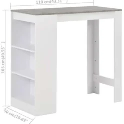 vidaXL - Bartafel - Wit - Bewerkt hout