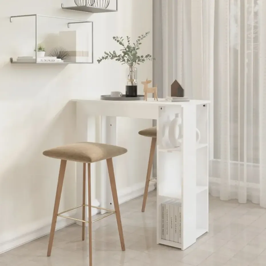 vidaXL - Bartafel - Wit - Bewerkt hout