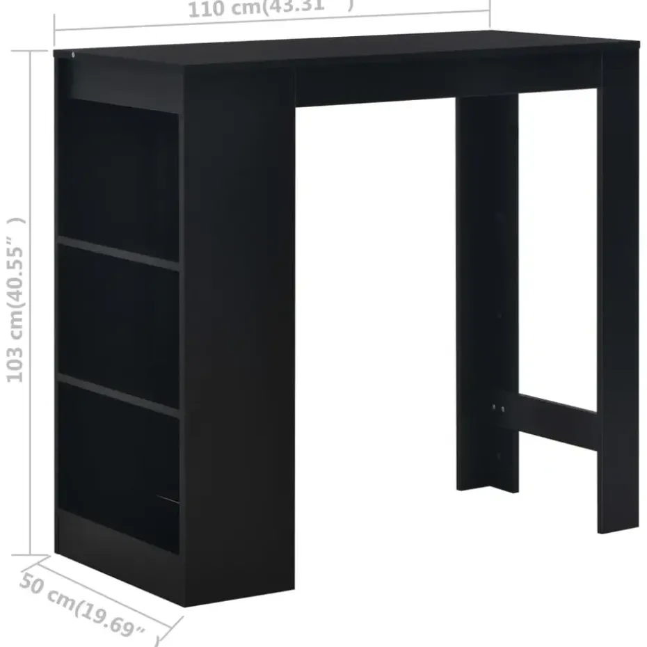 vidaXL - Bartafel - Zwart - Bewerkt hout