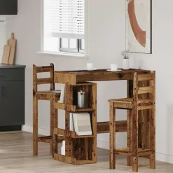 vidaXL - Bartafel met opbergruimte - Oud hout - Bewerkt hout - 100x48 cm