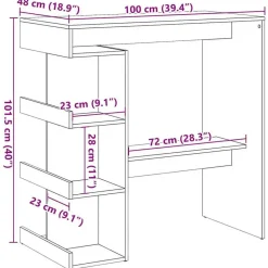 vidaXL - Bartafel met opbergruimte - Oud hout - Bewerkt hout - 100x48 cm