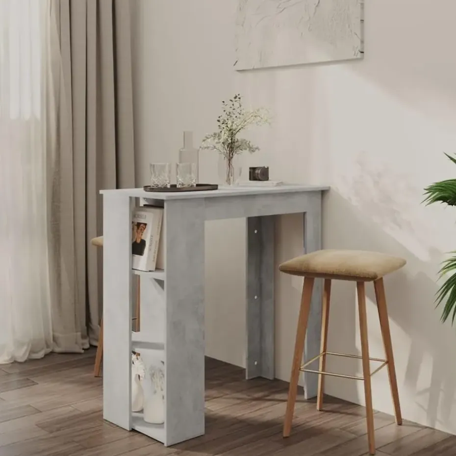 vidaXL - Bartafel met opbergruimte - Betongrijs - Bewerkt hout - 102x50 cm