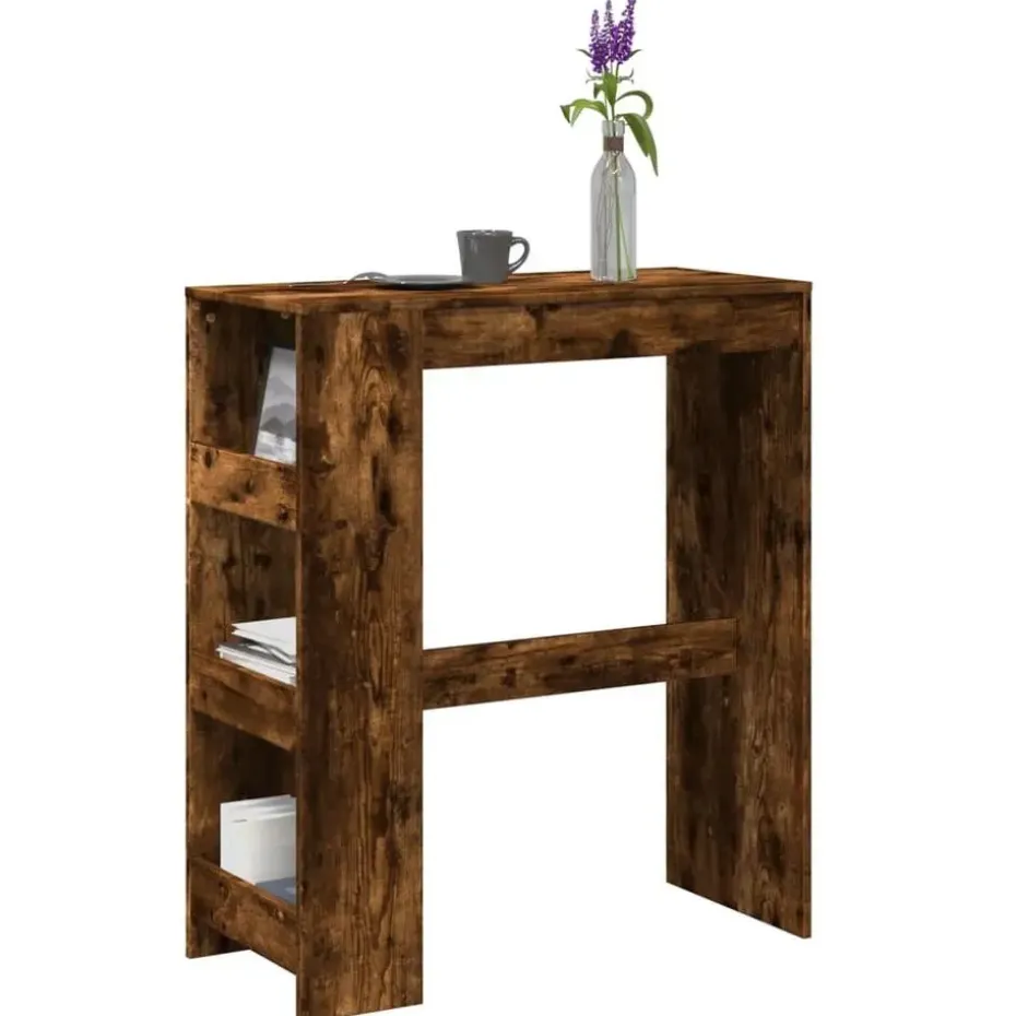 vidaXL - Bartafel met opbergruimte - Gerookt eiken - Bewerkt hout - 90x43 cm