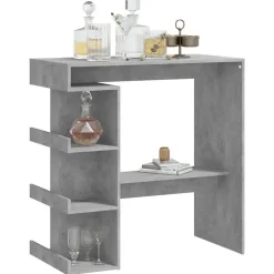 vidaXL - Bartafel met opbergruimte - Betongrijs - Bewerkt hout - 100x50 cm