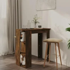 vidaXL - Bartafel met opbergruimte - Gerookt eiken - Bewerkt hout - 102x50 cm