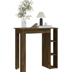 vidaXL - Bartafel met opbergruimte - Gerookt eiken - Bewerkt hout - 102x50 cm
