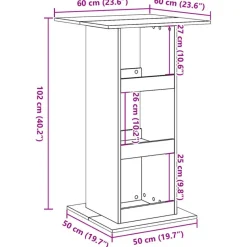 vidaXL - Bartafel met opbergruimte - Oud hout - Bewerkt hout - 60x60x102 cm