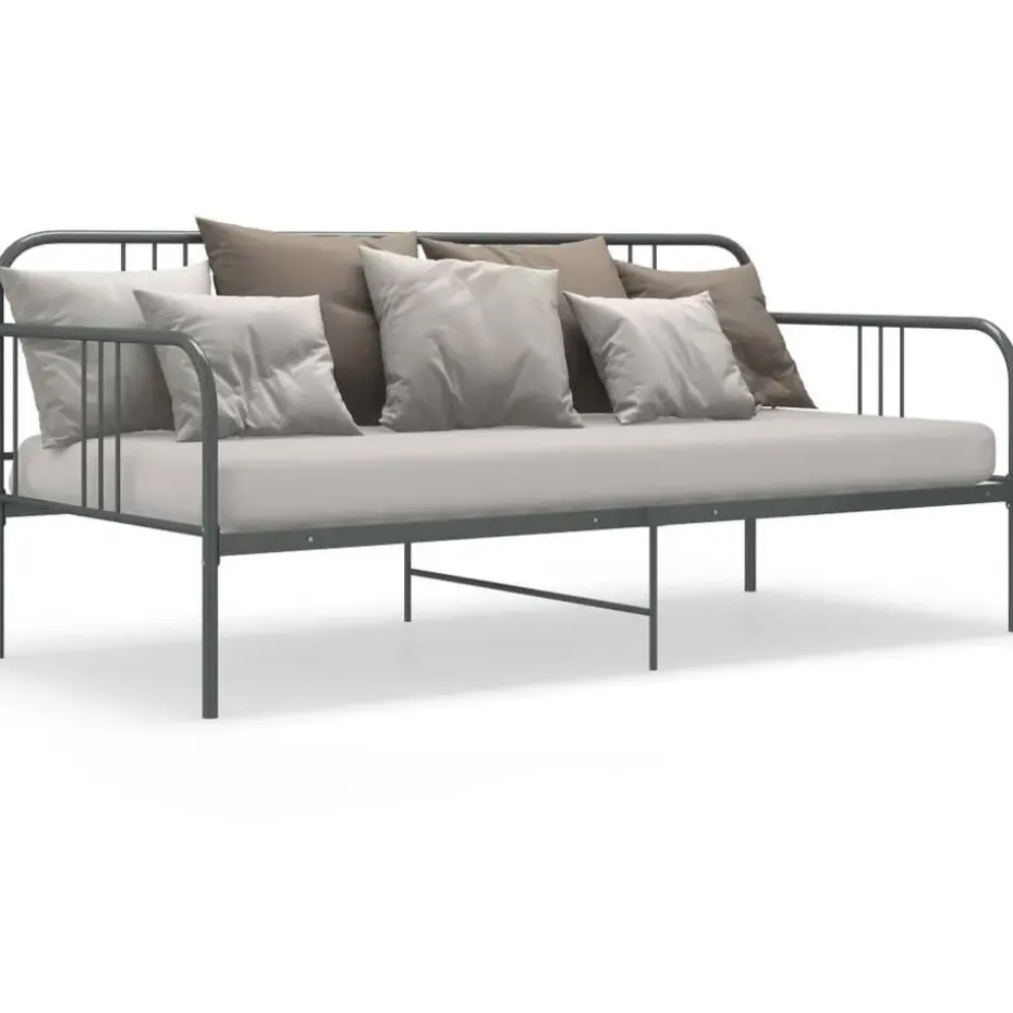 vidaXL - Bed - Grijs - Metaal - 90 x 200 cm