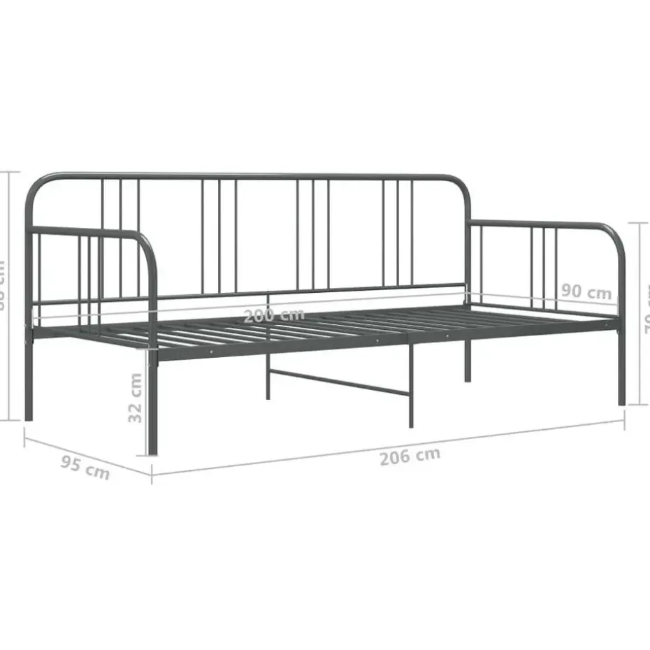 vidaXL - Bed - Grijs - Metaal - 90 x 200 cm