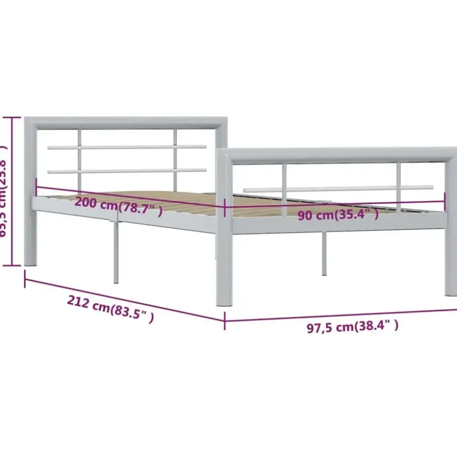 vidaXL - Bed frame - Grijs en wit - Metaal - 90x200 cm