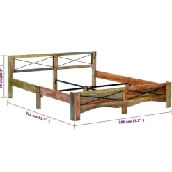 vidaXL - Bed frame - Multikleur - Massief gerecycled hout - 180x200 cm