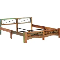 vidaXL - Bed frame - Multikleur - Massief gerecycled hout - 180x200 cm