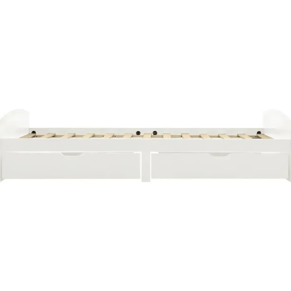 vidaXL - Bed frame incl. lades - Wit - Massief grenenhout - 90x200 cm