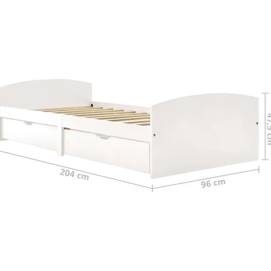vidaXL - Bed frame incl. lades - Wit - Massief grenenhout - 90x200 cm