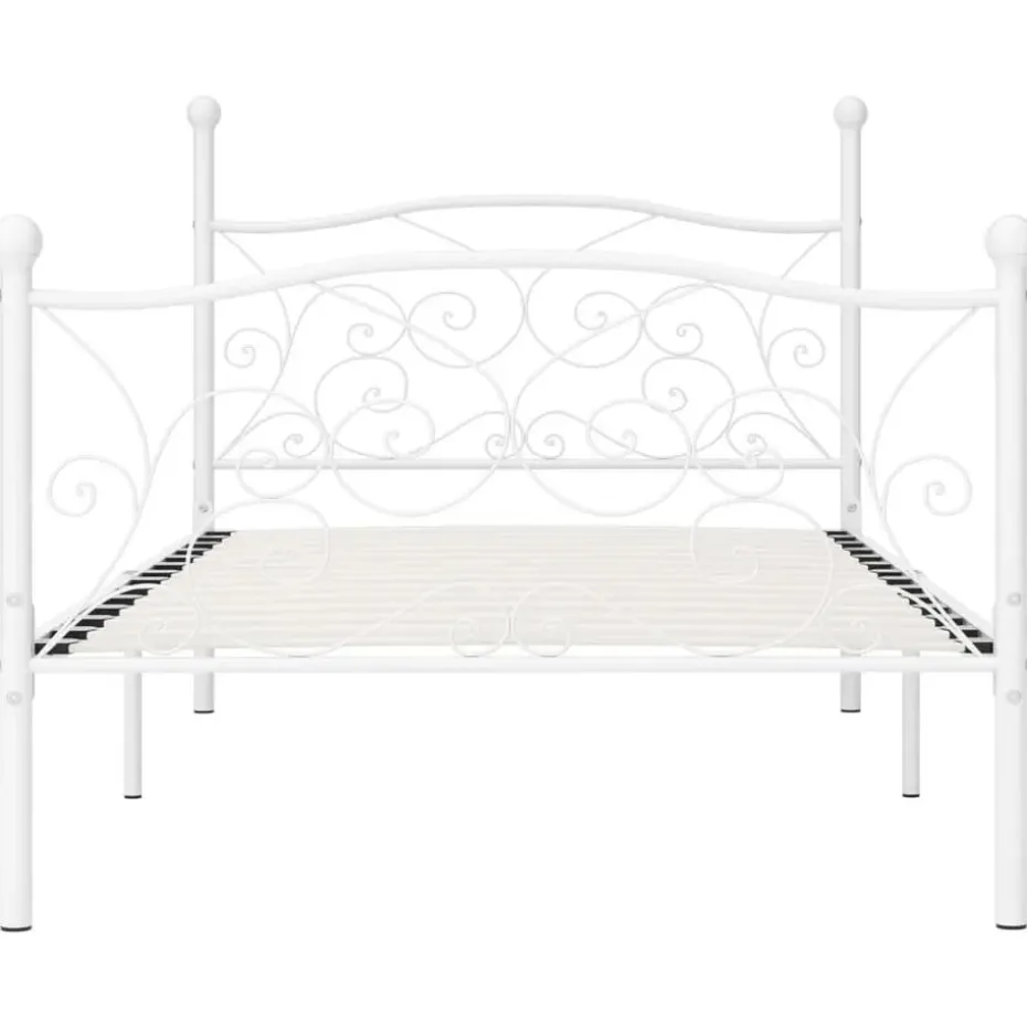 vidaXL - Bed frame met artistiek hoofdeinde - Wit - Metaal - 90x200 cm