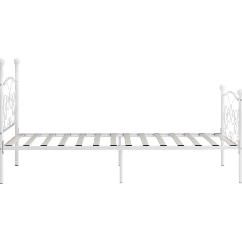 vidaXL - Bed frame met artistiek hoofdeinde - Wit - Metaal - 90x200 cm