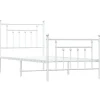 vidaXL - Bed frame met hoofd- en voeteneinde - Wit - Metaal - 90x200 cm
