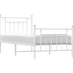 vidaXL - Bed frame met hoofd- en voeteneinde - Wit - Metaal - 90x200 cm