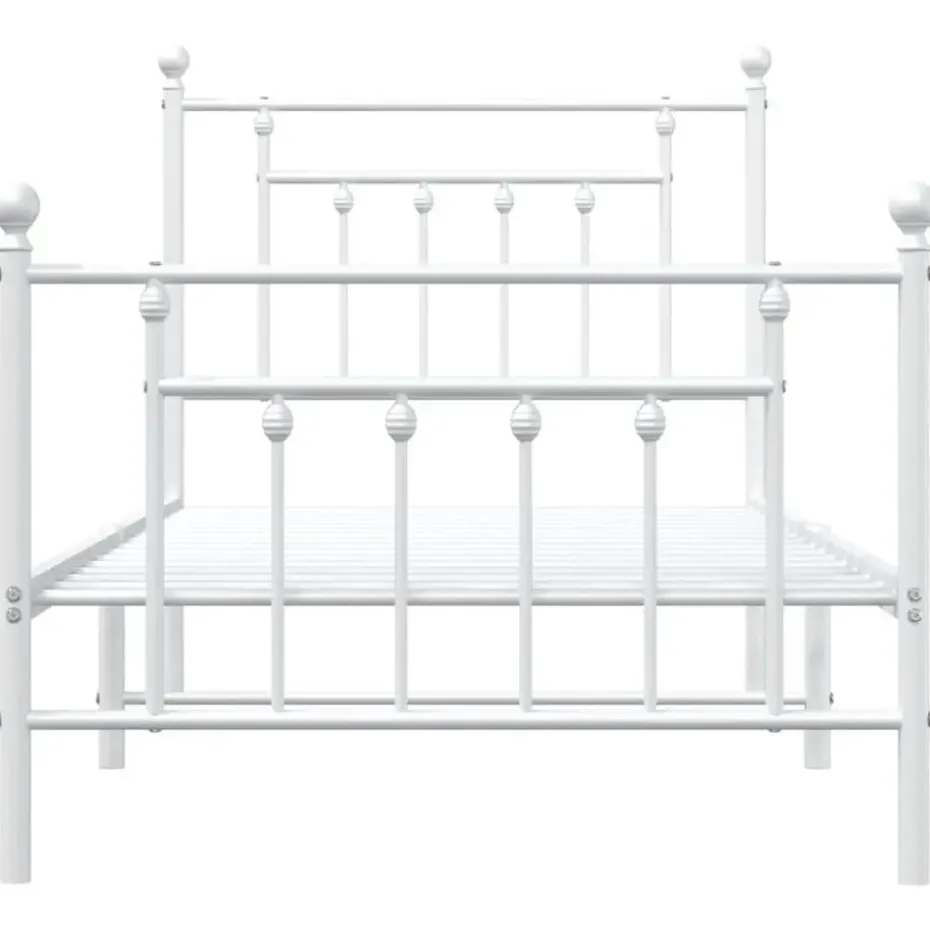 vidaXL - Bed frame met hoofd- en voeteneinde - Wit - Metaal - 90x200 cm