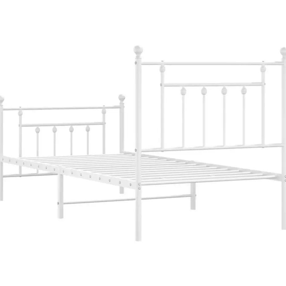 vidaXL - Bed frame met hoofd- en voeteneinde - Wit - Metaal - 90x200 cm