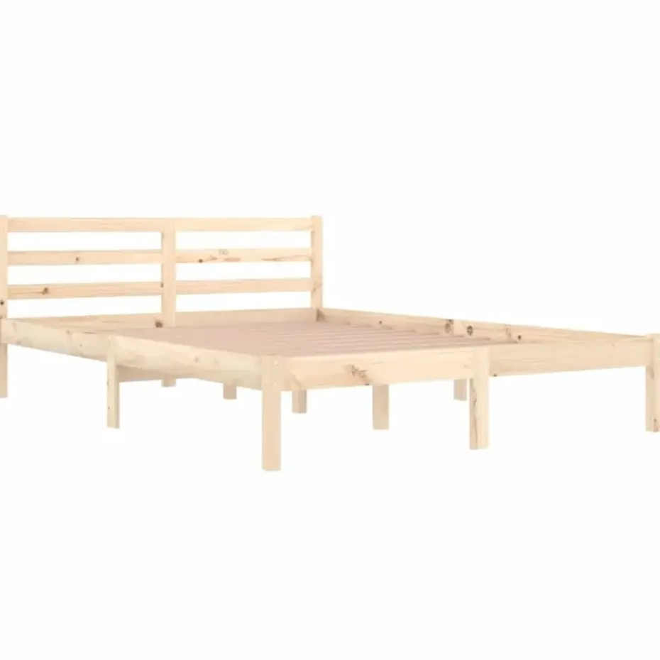vidaXL - Bed frame met hoofdbord - Naturel - Massief grenenhout - 140x200 cm