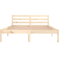 vidaXL - Bed frame met hoofdbord - Naturel - Massief grenenhout - 140x200 cm