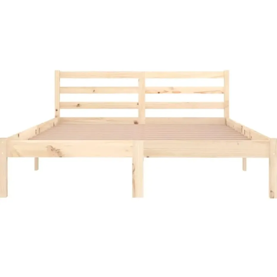 vidaXL - Bed frame met hoofdbord - Naturel - Massief grenenhout - 140x200 cm