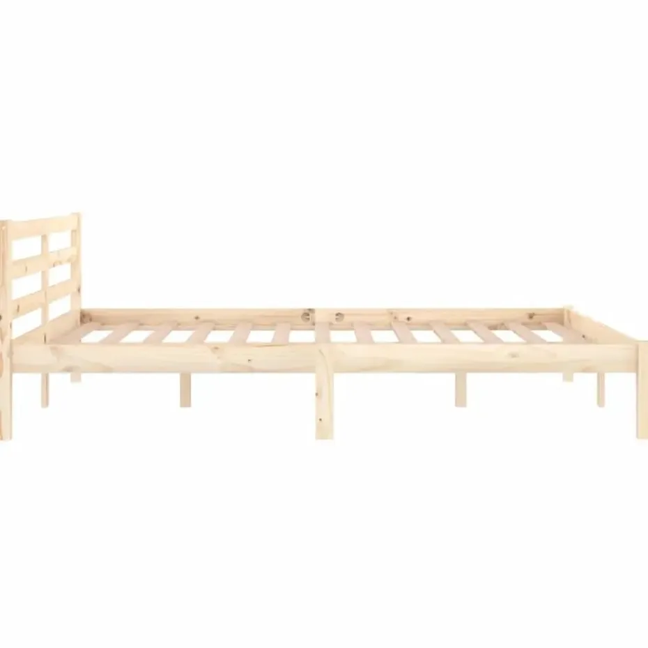vidaXL - Bed frame met hoofdbord - Naturel - Massief grenenhout - 140x200 cm