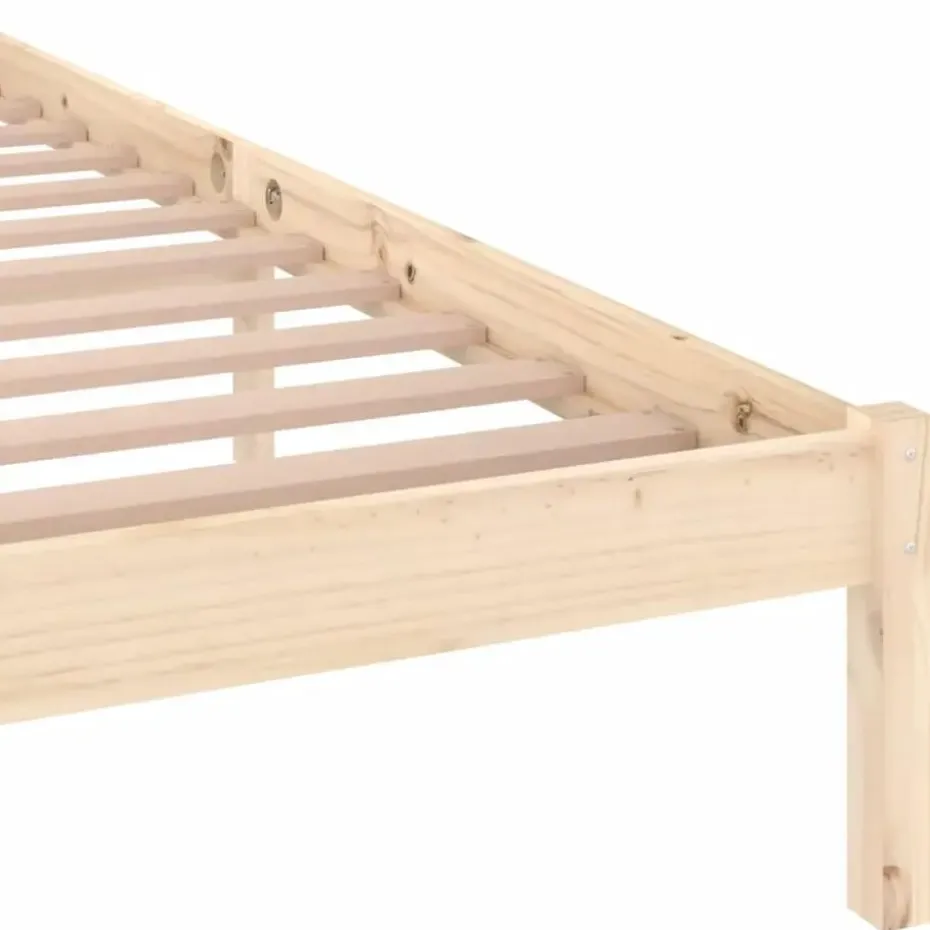 vidaXL - Bed frame met hoofdbord - Naturel - Massief grenenhout - 140x200 cm