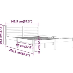 vidaXL - Bed frame met hoofdbord - Naturel - Massief grenenhout - 140x200 cm